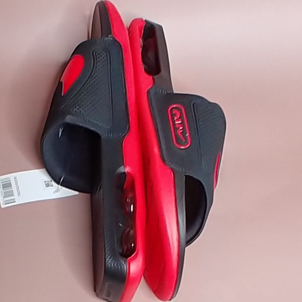 NIKE 👟 LIKE NEW AIR MAX CIRRO RED/BLACK VEGAN SYNTHETIC SANDAL SLIDES Men’s 13 - Picture 2 of 13
